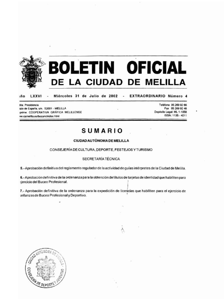 Licencia Pesca Submarina Melilla